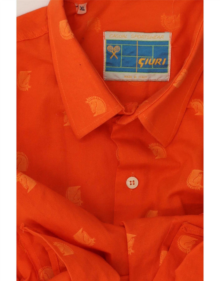 Camisa vintage para hombre XL naranja manchada