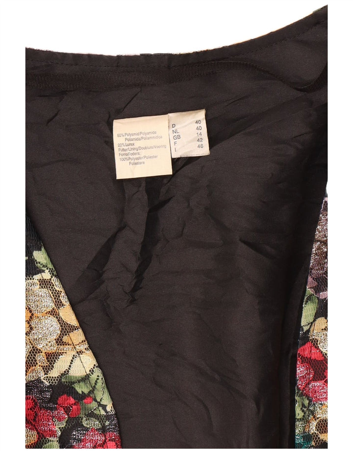 VINTAGE Chaqueta Bolero de manga 3/4 para mujer Reino Unido 14 Floral multicolor medio