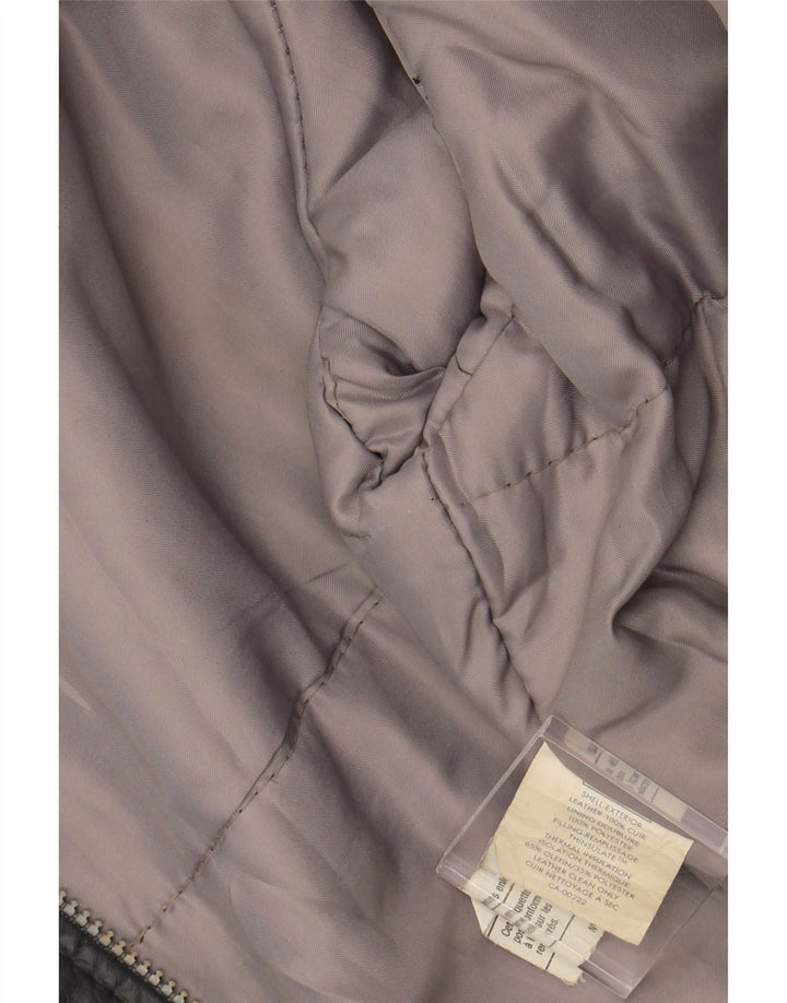 VINTAGE Chaqueta de cuero para hombre Reino Unido 40 Cuero gris grande