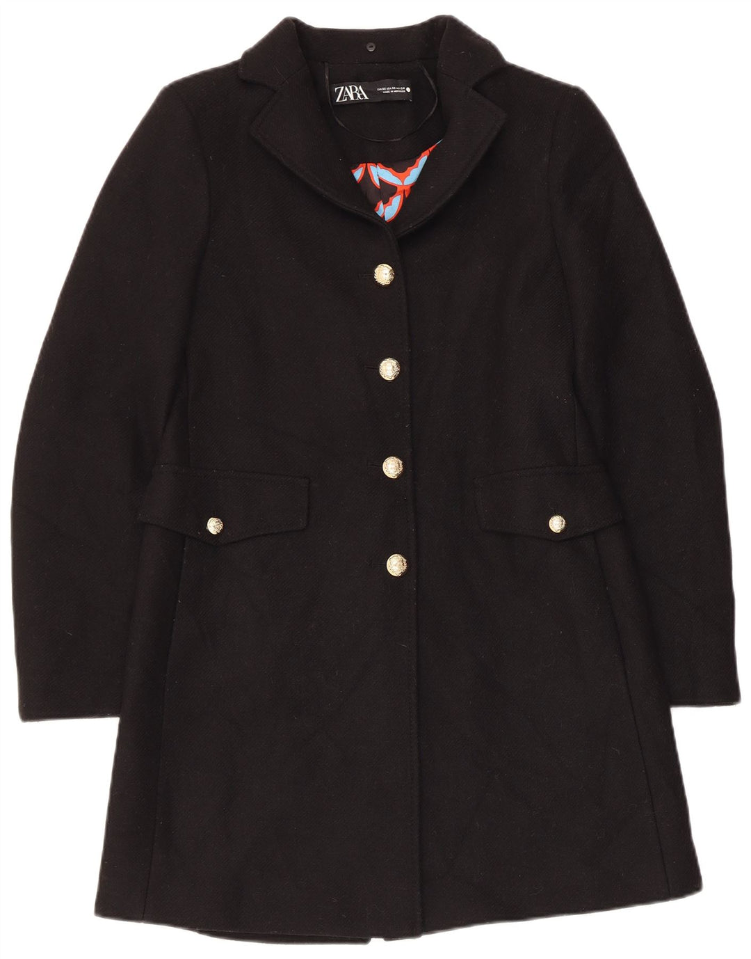 Zara Mujer Abrigo UK 6 XS Lana Negra