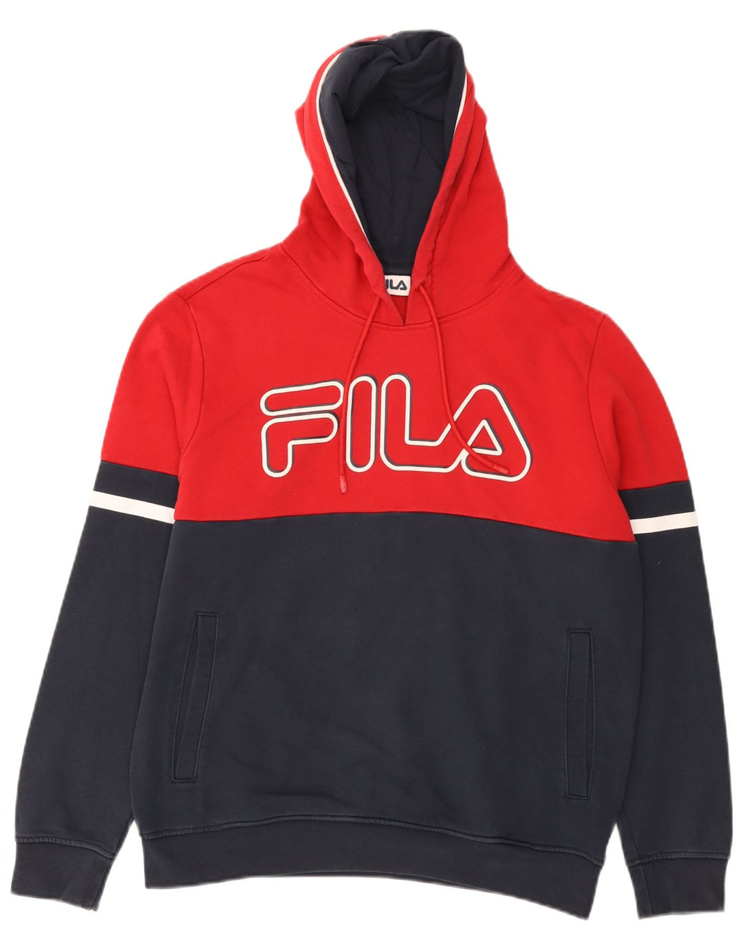 Fila Hombre Graphic Hoodie Jumper Small Rojo Colorblock