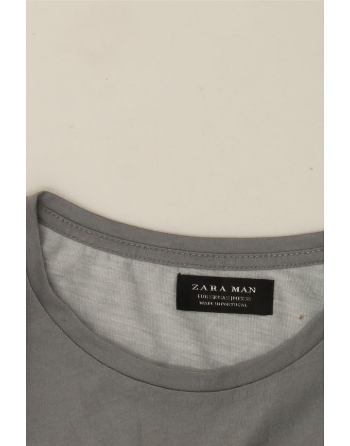 Zara Hombre Camiseta Gráfica Top Small Gris Colorblock