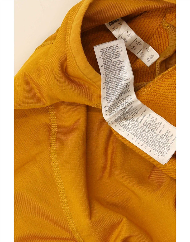 Adidas Mujer Top Manga Larga UK 8/10 Pequeño Amarillo Poliéster