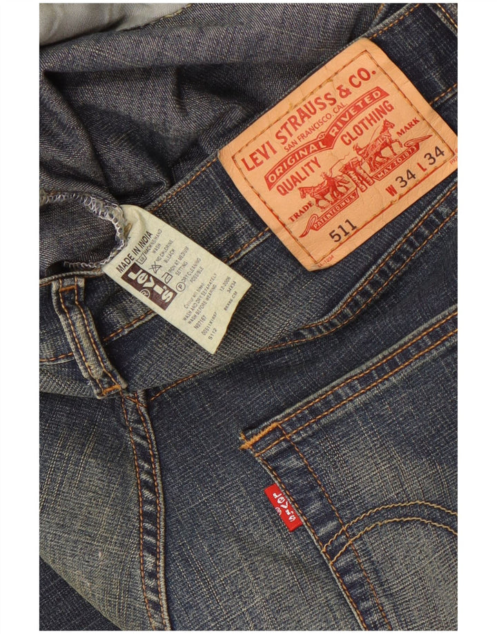Levi's Hombre 511 Slim Jeans W34 L34 Algodón Azul