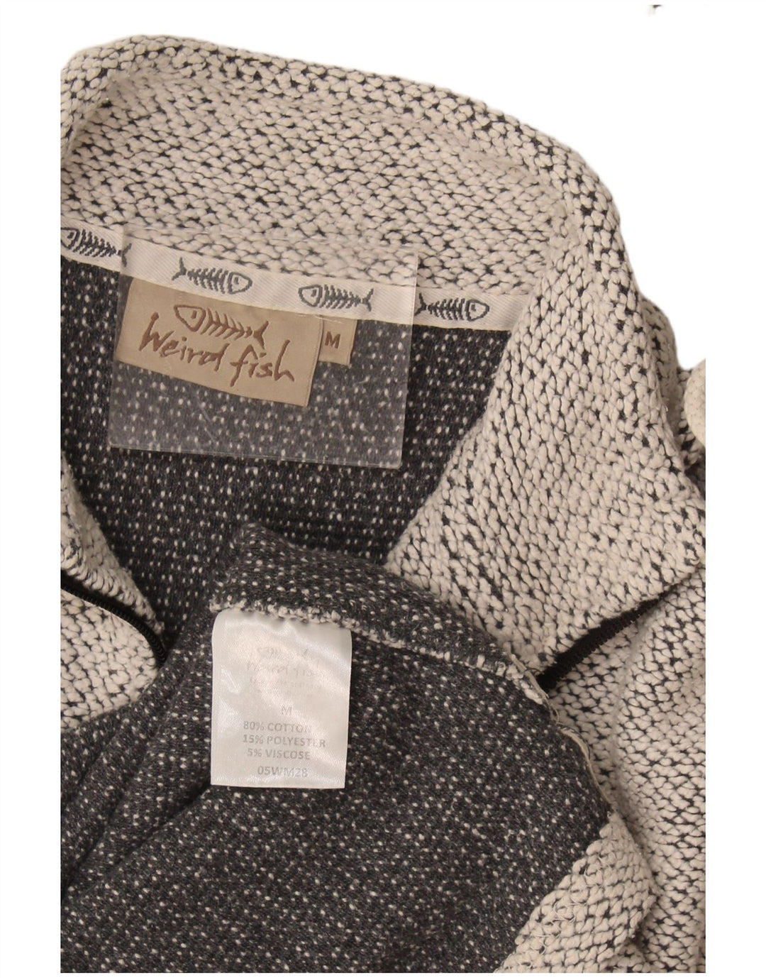 Weird Fish - Sudadera con cuello y cremallera para hombre, jersey de algodón moteado en gris medio