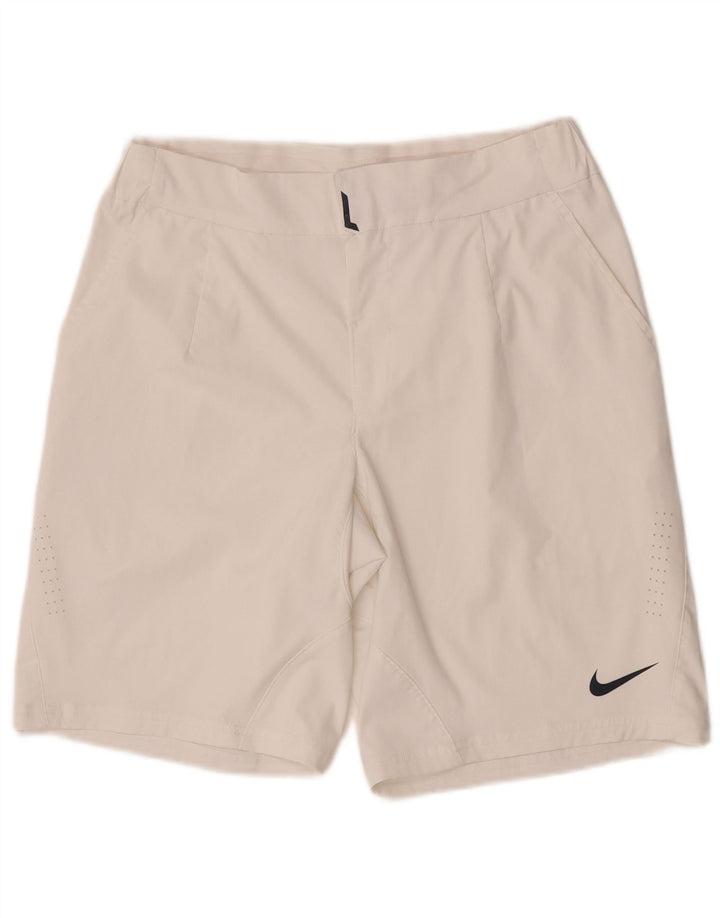 Nike Pantalones cortos chinos Dri Fit para hombre mediano W30 poliéster blanco
