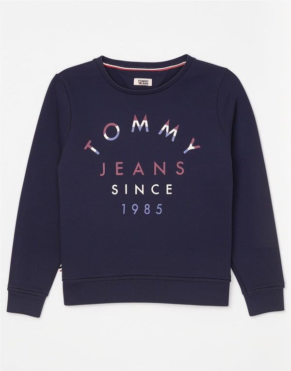 Tommy Hilfiger Sudadera gráfica para mujer Jumper UK 10 Small Azul marino