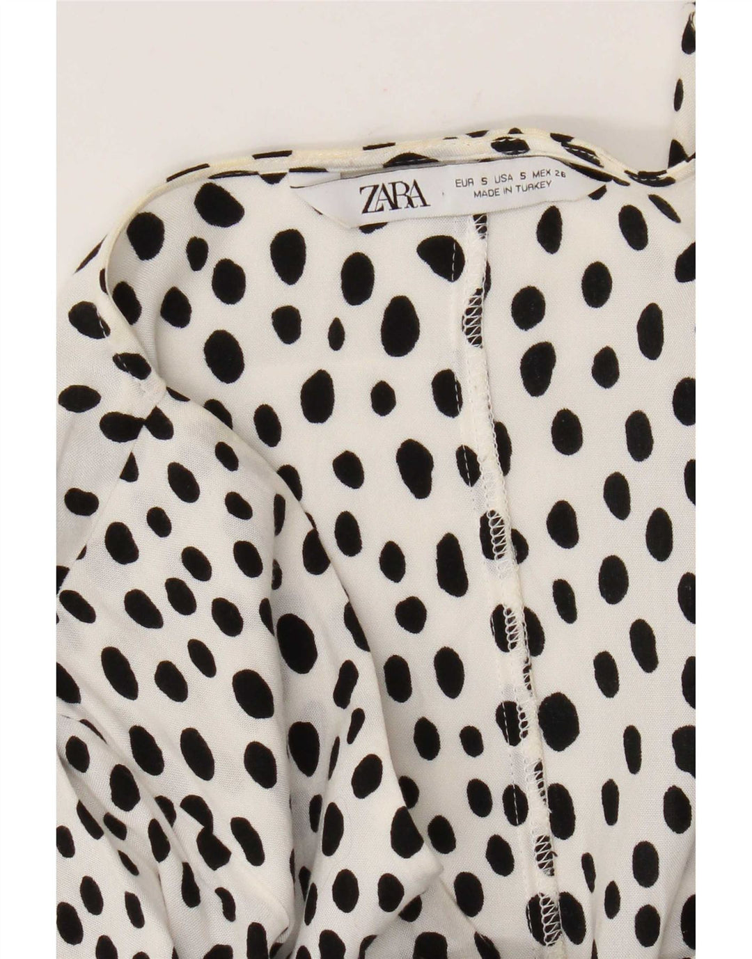 Zara Mujer Vestido Acampanado UK 40 Pequeño Blanco Moteado