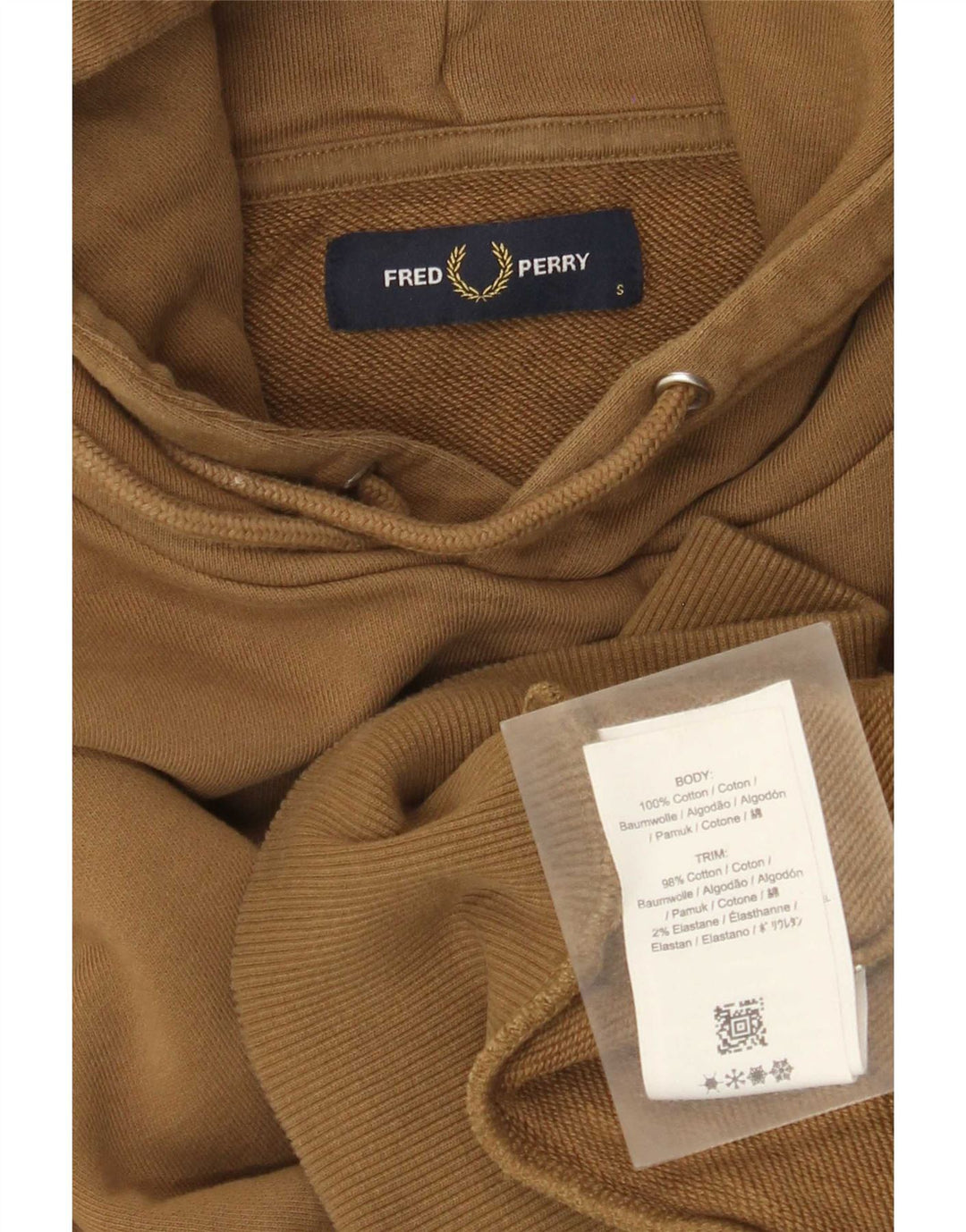 Fred Perry Mujer Sudadera Con Capucha Jersey Pequeño Beige Algodón