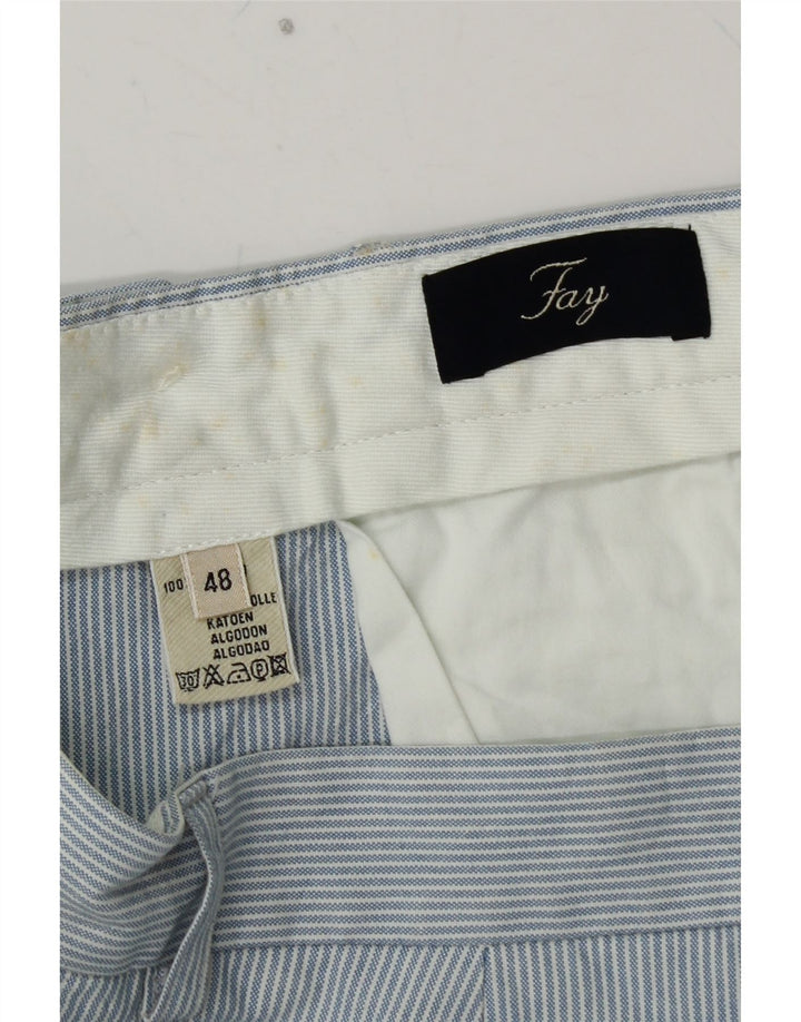 FAY Pantalón de traje recto para hombre IT 48 Medium W32 L31 Algodón a rayas azules