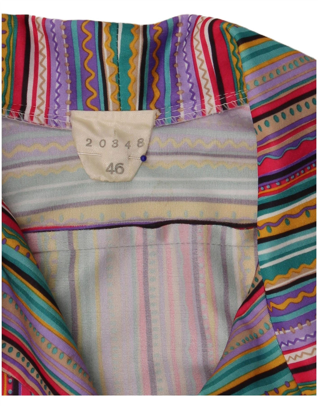 Camisa vintage de manga corta para mujer IT 46 Grande a rayas multicolores