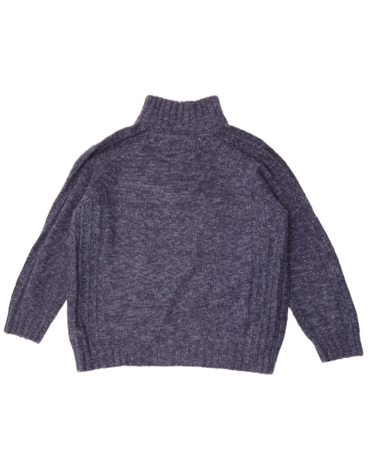 Marks & Spencer Jersey de corte regular con cuello y cremallera para hombre, talla grande, moteado en azul