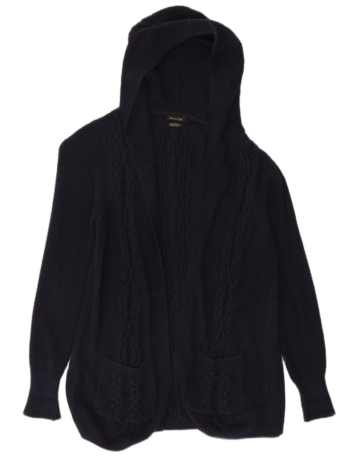 MASSIMO DUTTI Suéter tipo cárdigan largo para mujer UK 40 Small Azul marino