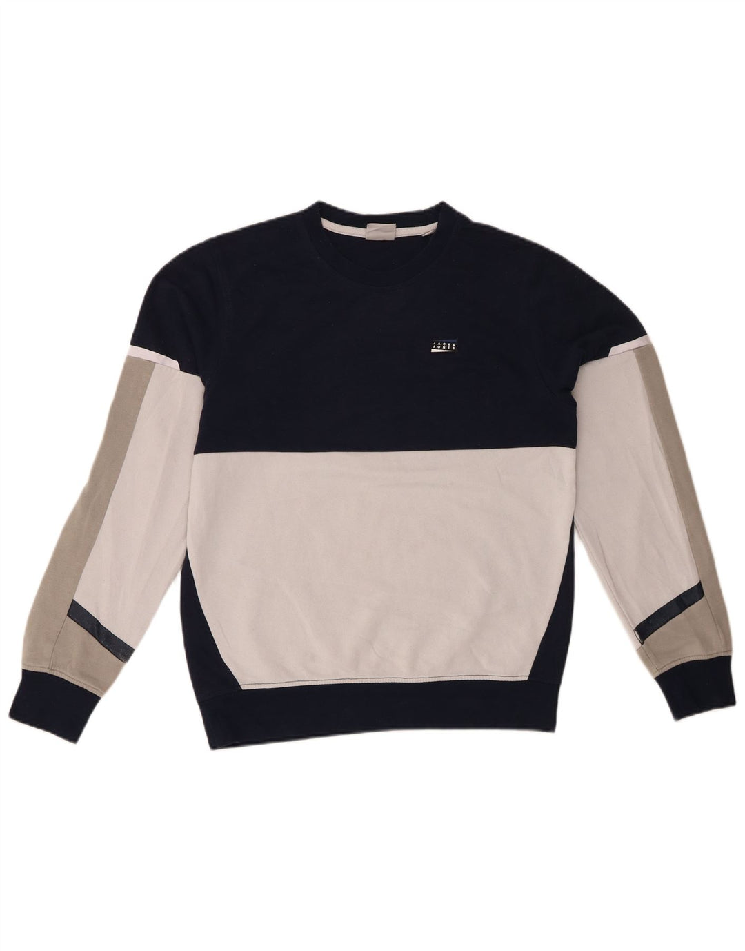 JACK & JONES Hombre Sudadera Jumper Small Azul Marino Colorblock Algodón