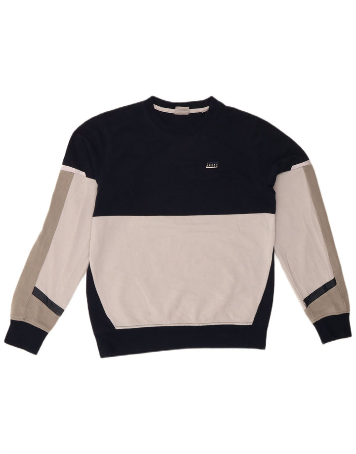 JACK & JONES Hombre Sudadera Jumper Small Azul Marino Colorblock Algodón