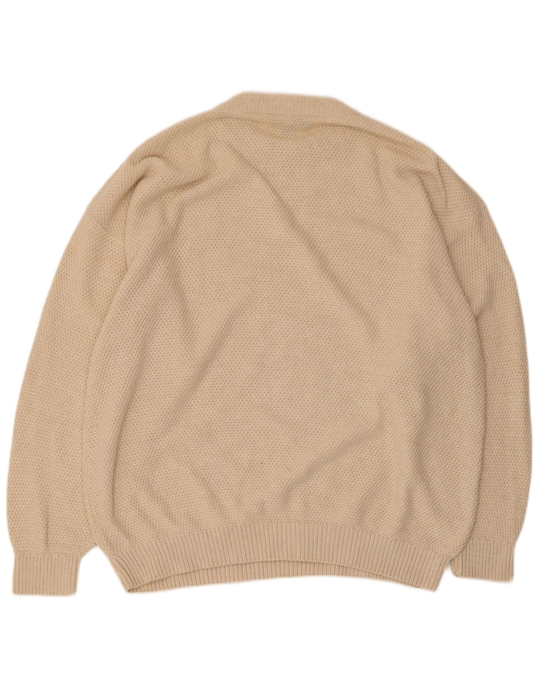VINTAGE Hombres Crew Neck Jumper Suéter EU 52/54 Algodón Beige Grande