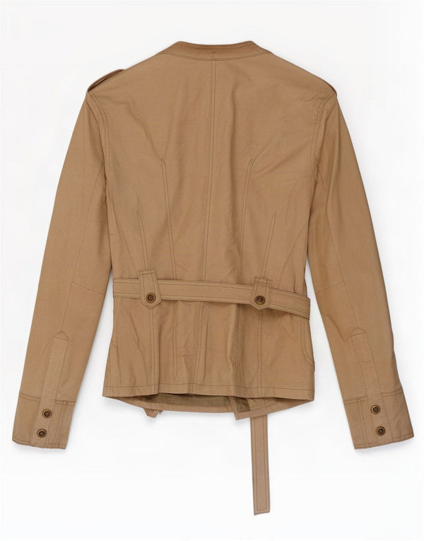 Chaqueta de cuero militar vintage para mujer IT 48 XL Beige