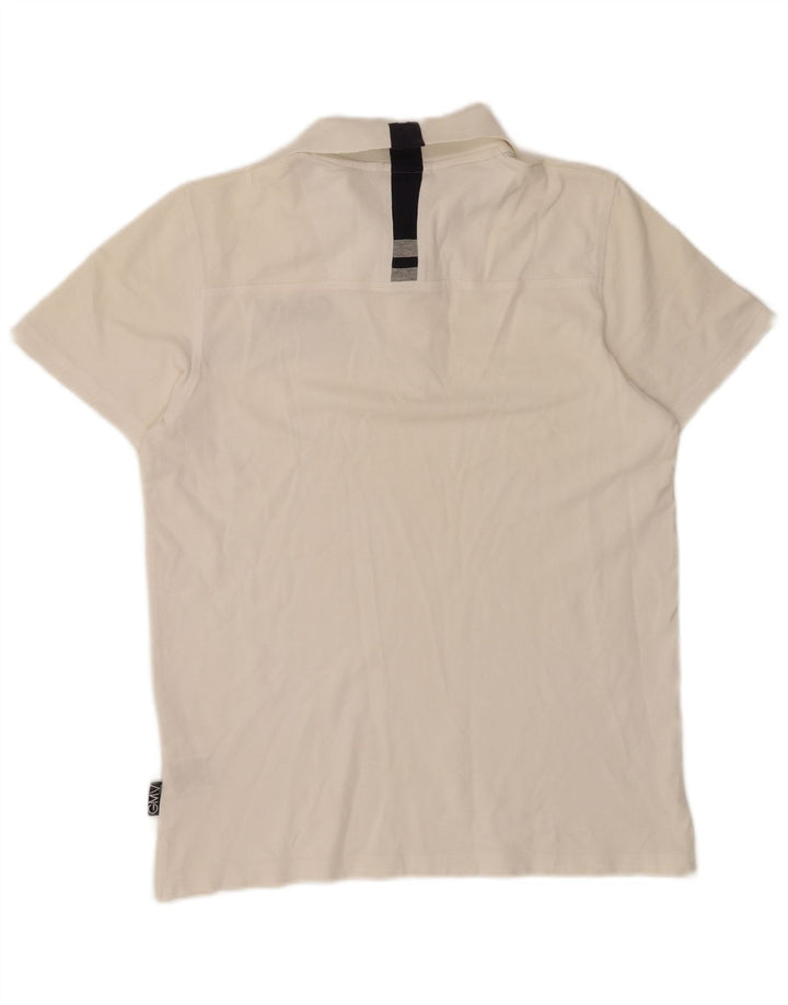 Gianmarco Venturi Polo gráfico para hombre de algodón blanco mediano
