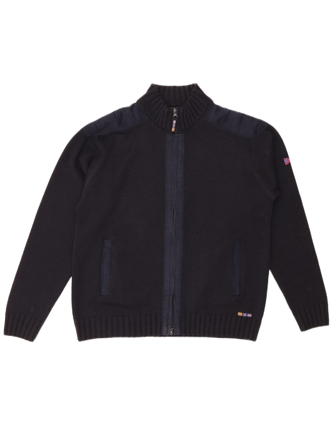 PORTOFINO Suéter Cárdigan para Mujer UK 16 Grande Lana Negra