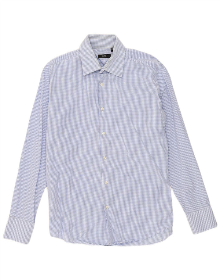 Camisa Hugo Boss para hombre talla 40 15 3/4 cuadros azules medianos