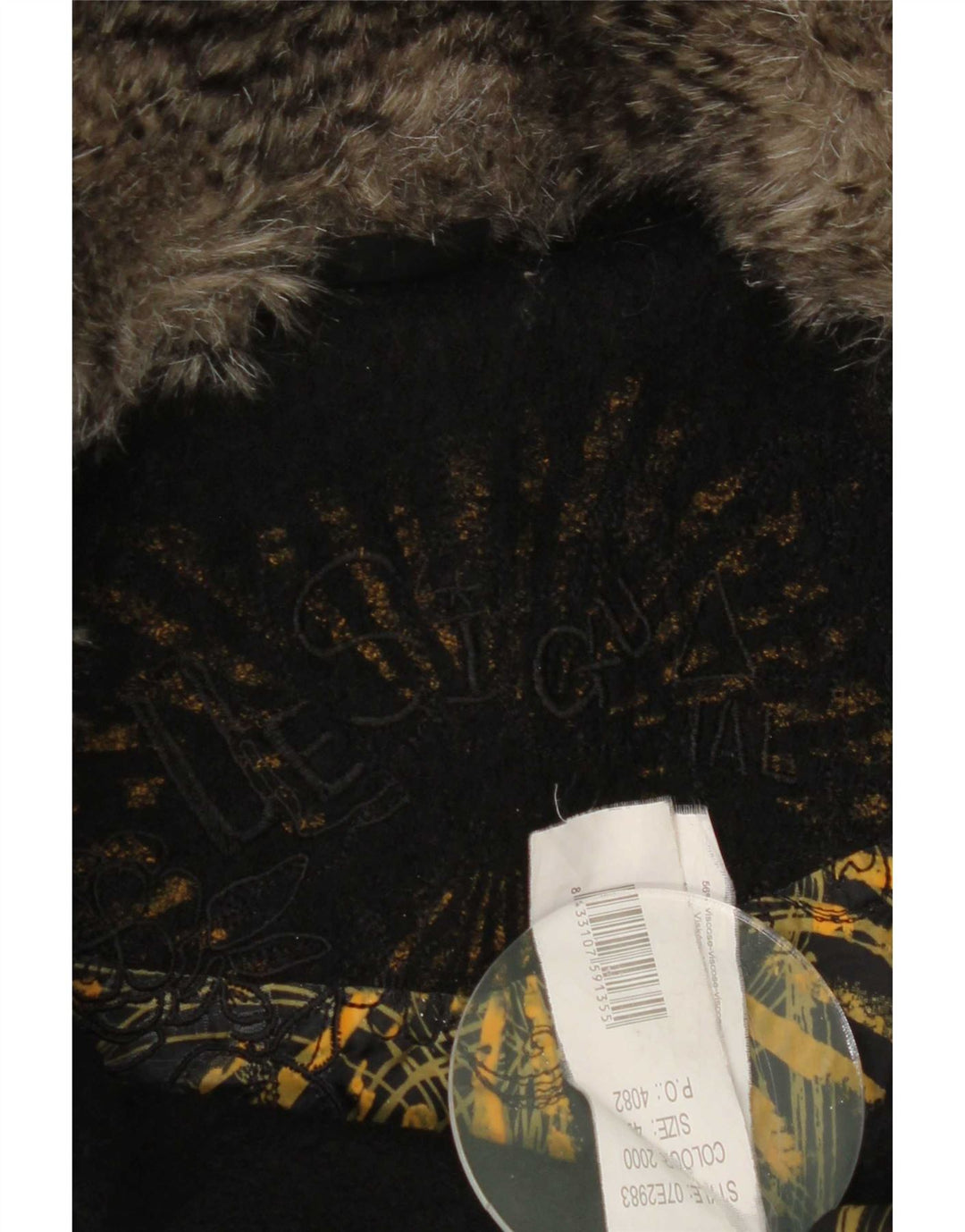 Desigual Abrigo gráfico de doble botonadura para mujer EU 42 Grande Negro Floral