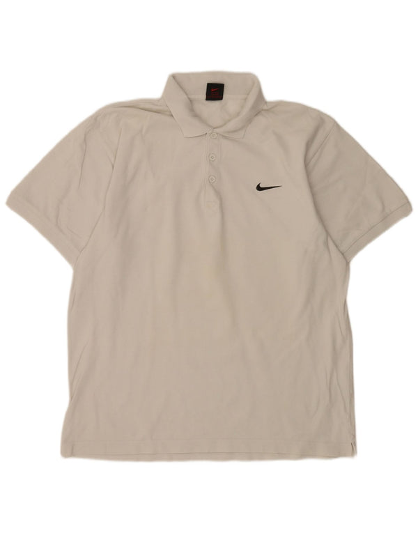 Nike Mens Polo Shirt UK 39/41 Medium White Cotton