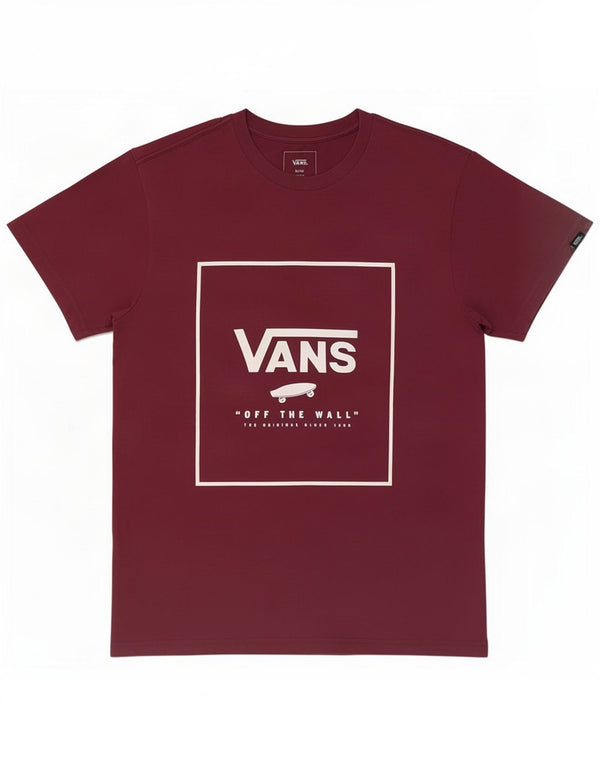 Vans Camiseta gráfica de ajuste personalizado para mujer Top UK 10 Small Borgoña Algodón