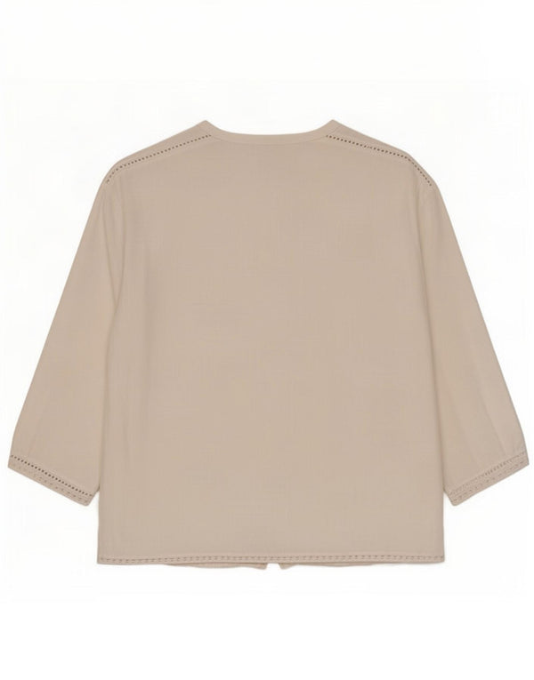 Zara Mujer Blusa Camisa Manga 3/4 UK 40 XL Blanco