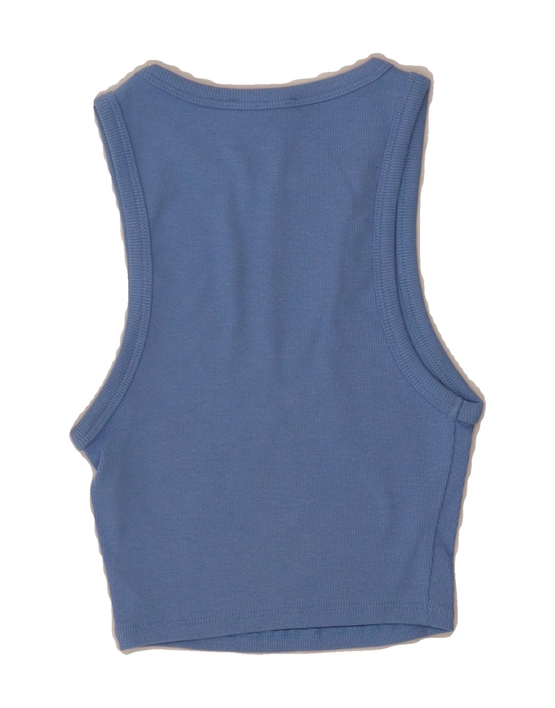 ZARA Womens Slim Crop Top UK 8 Small Blue Cotton Vintage Zara and Second-Hand Zara from Messina Hembry 