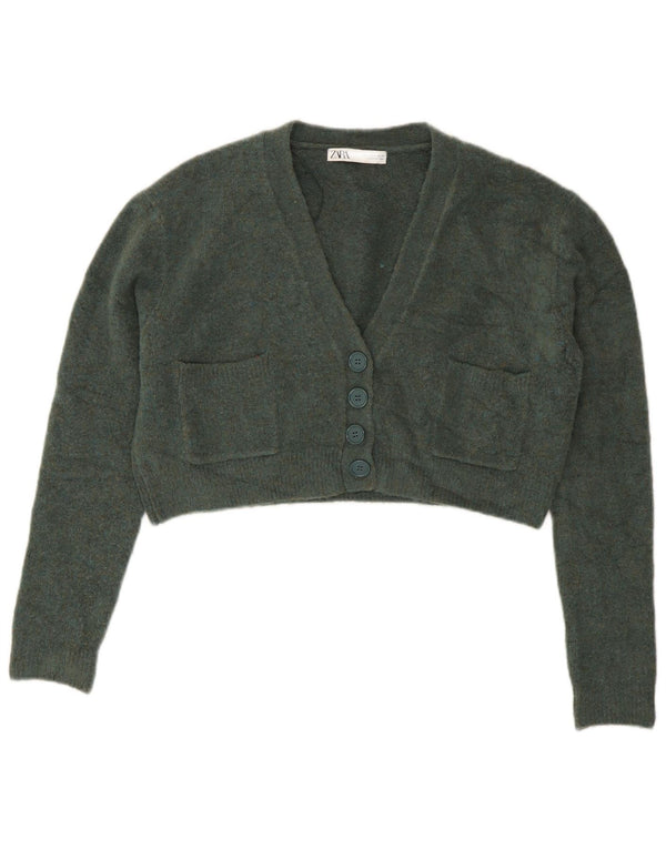 Zara Mujer Crop Suéter Cárdigan Extragrande UK 10 Small Verde