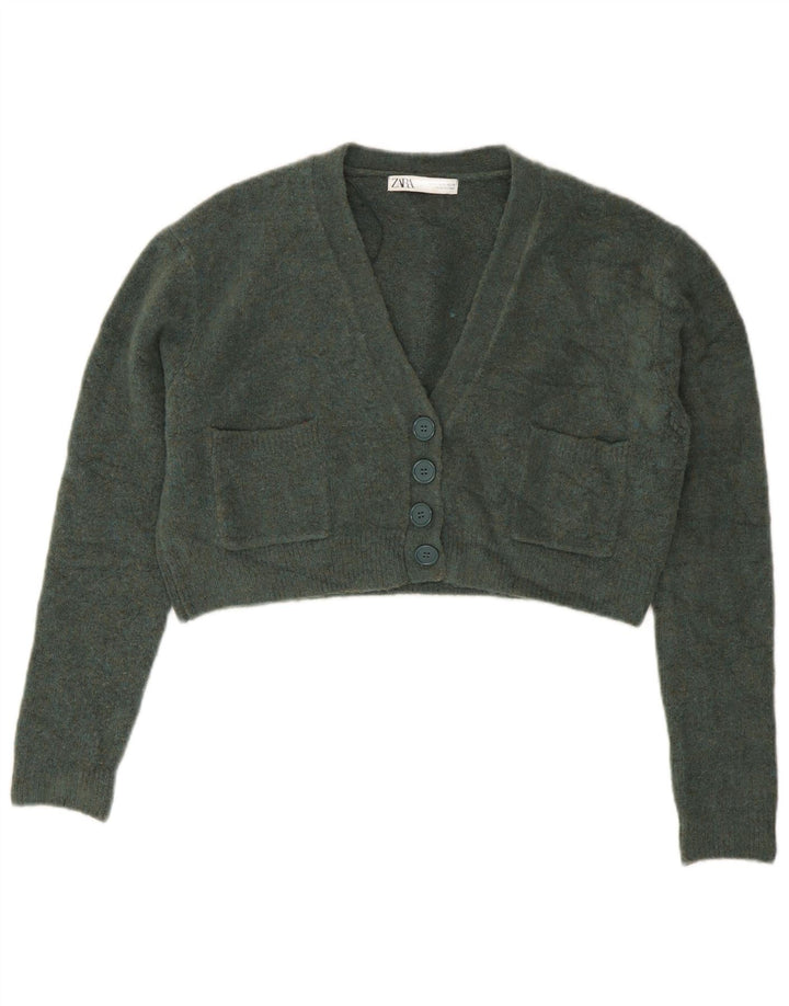 Zara Mujer Crop Suéter Cárdigan Extragrande UK 10 Small Verde