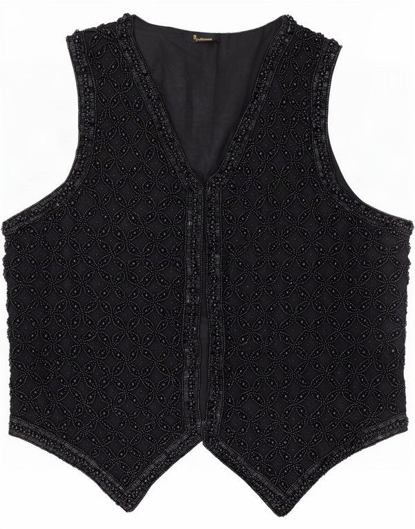 Vintage mujer chaleco Reino Unido 14 medio negro