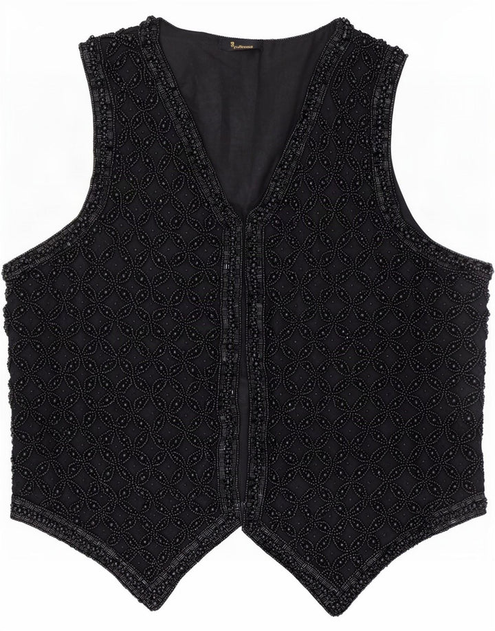 Vintage mujer chaleco Reino Unido 14 medio negro