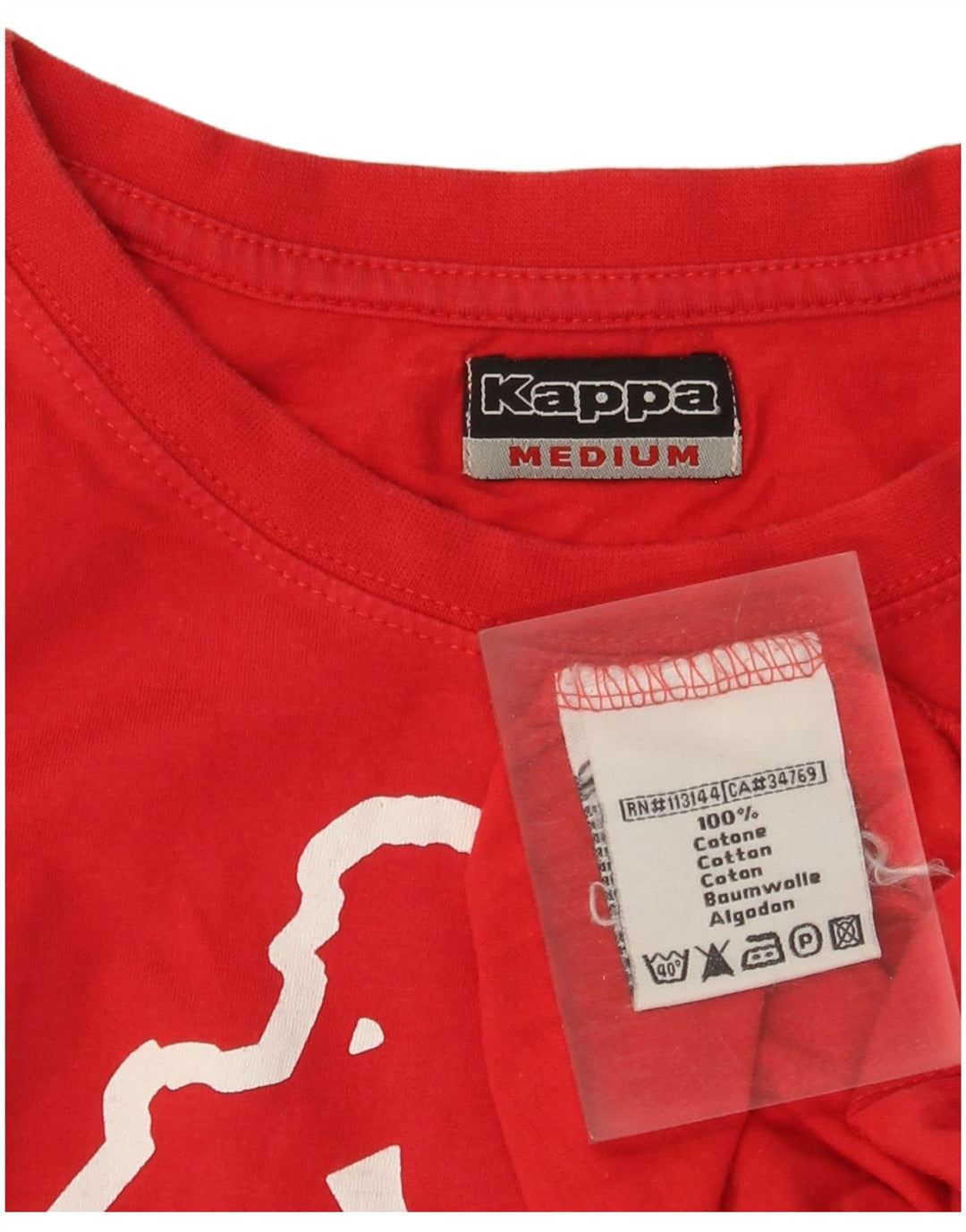 Kappa Hombre Camiseta Gráfica Top Medium Rojo Algodón