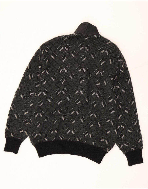 Andrea Celli Jersey Con Cuello En V Para Hombre Mohair Geométrico Gris Medio
