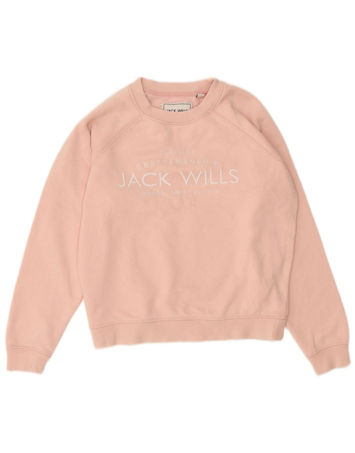 Jack Wills Sudadera de gran tamaño con gráfico para mujer, talla 6, color rosa