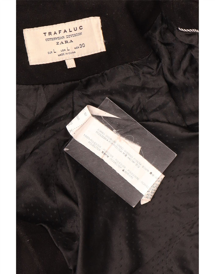 Zara Mujer Trafaluc Abrigo De Doble Botonadura UK 44 Grande Poliéster Negro
