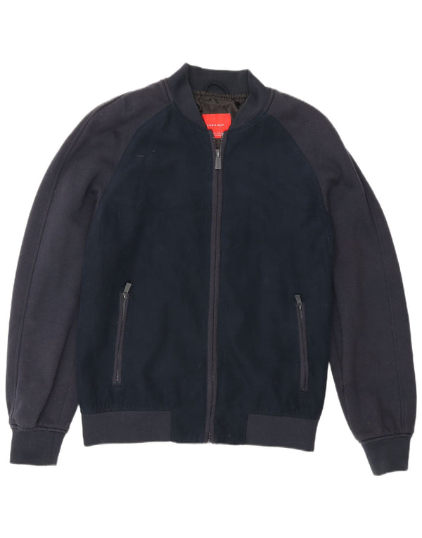 Zara Mens Bomber Jacket UK 40 Grande Azul Marino