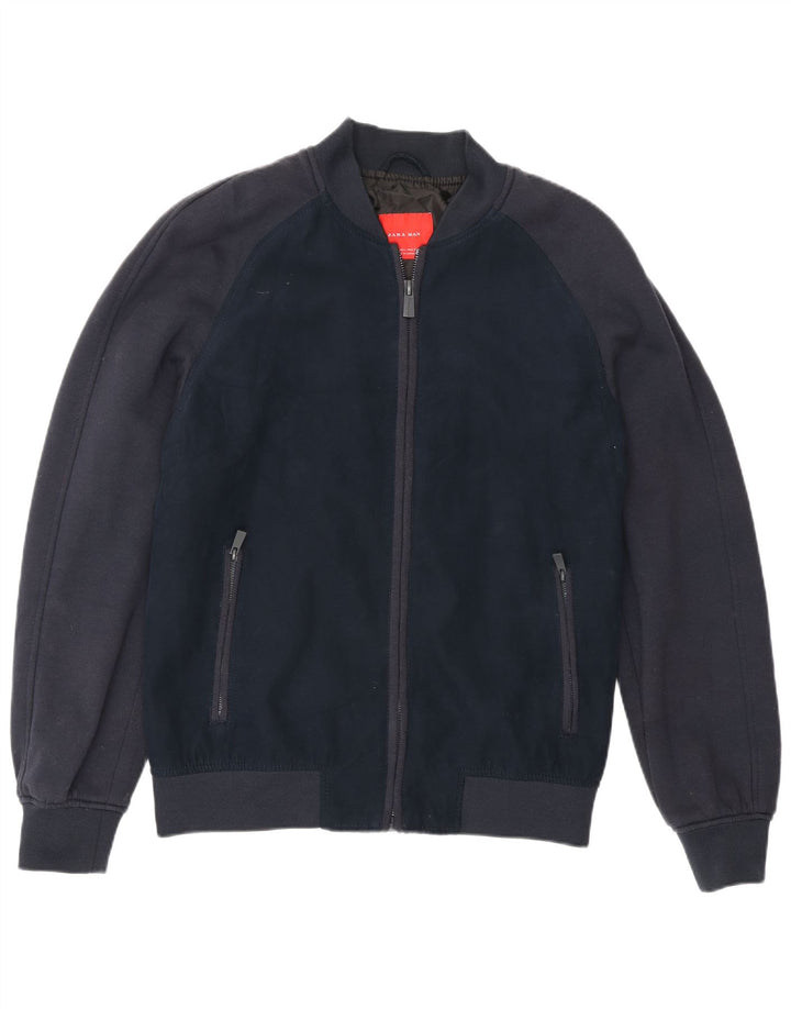 Zara Mens Bomber Jacket UK 40 Grande Azul Marino