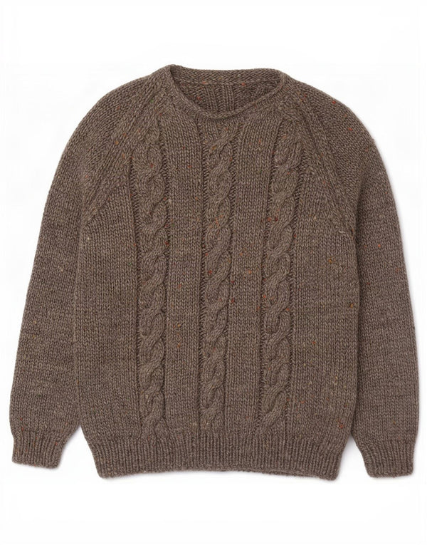 Vintage hombres barco cuello jumper suéter pequeño gris moteado