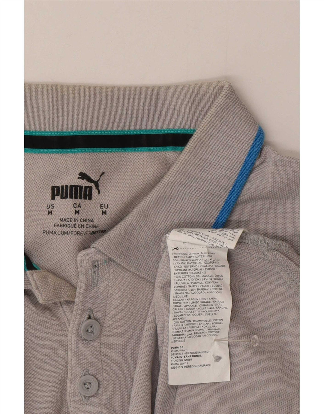 Polo Puma Hombre De Algodón A Rayas Gris Medio