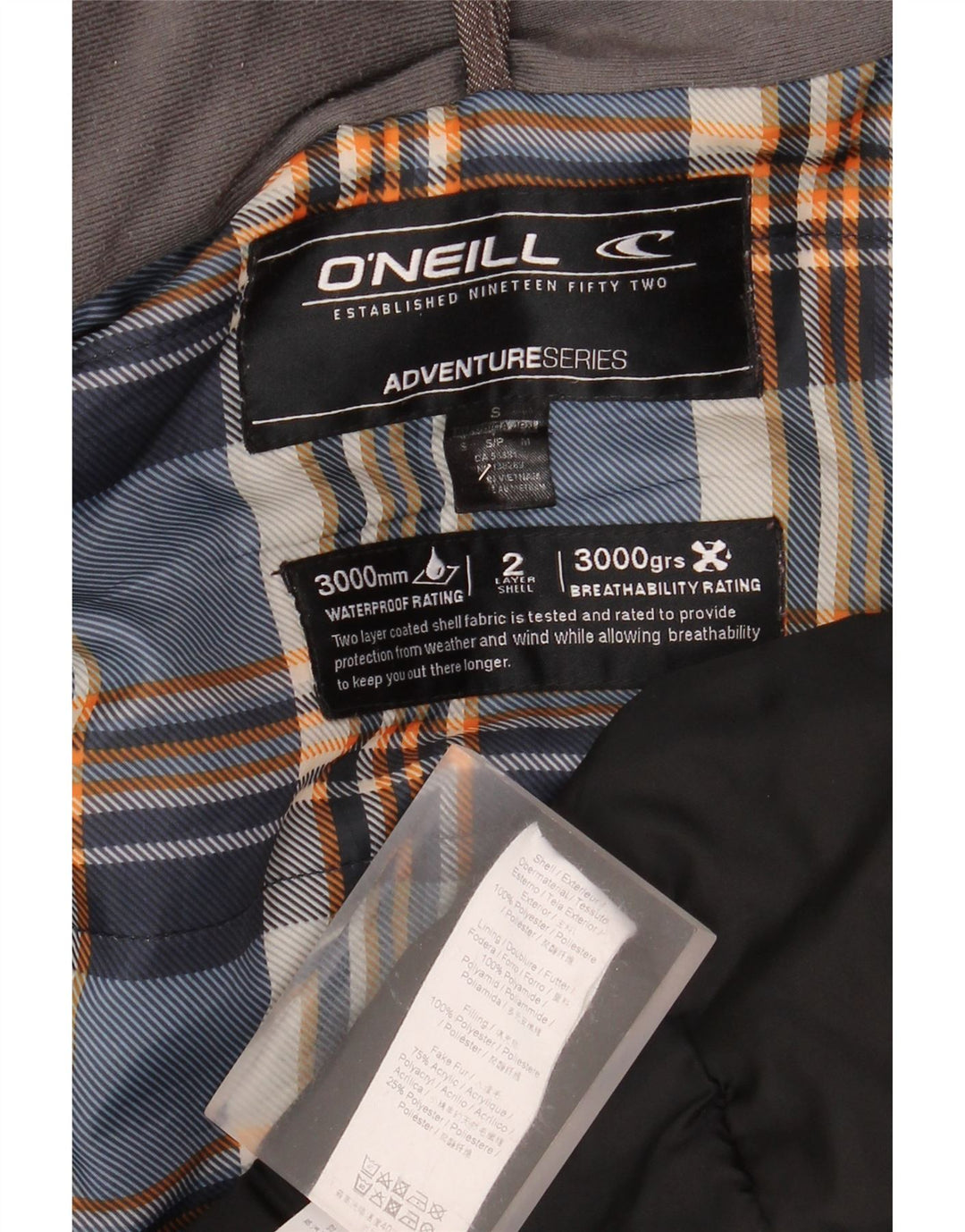 O'Neill Chaqueta cortavientos con capucha para hombre UK 36 Small Grey Poliéster