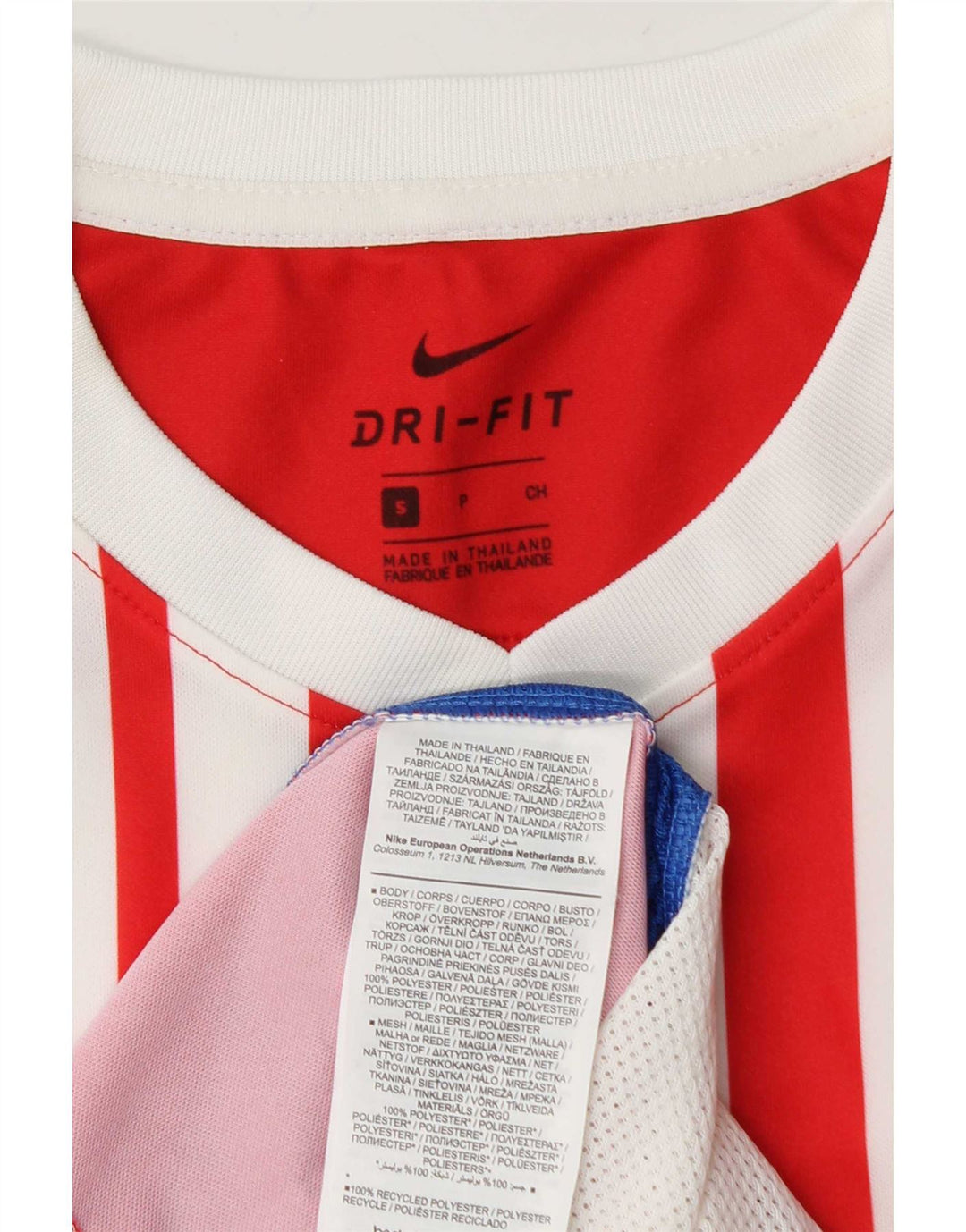 Camiseta Nike Dri Fit para hombre Top pequeño de poliéster a rayas rojas