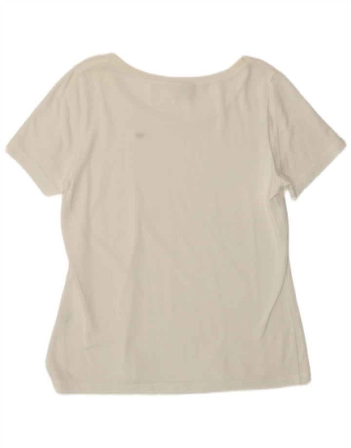 Camiseta Lacoste Mujer Top Talla 44 Grande Algodón Blanco