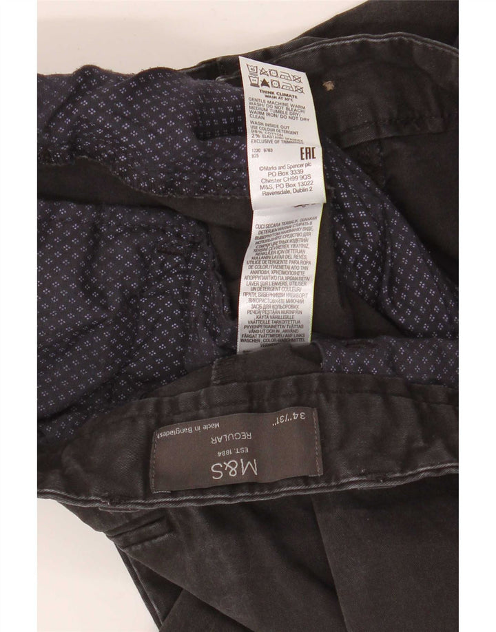 Marks & Spencer Pantalones chinos rectos regulares para hombre W34 L29 Algodón negro
