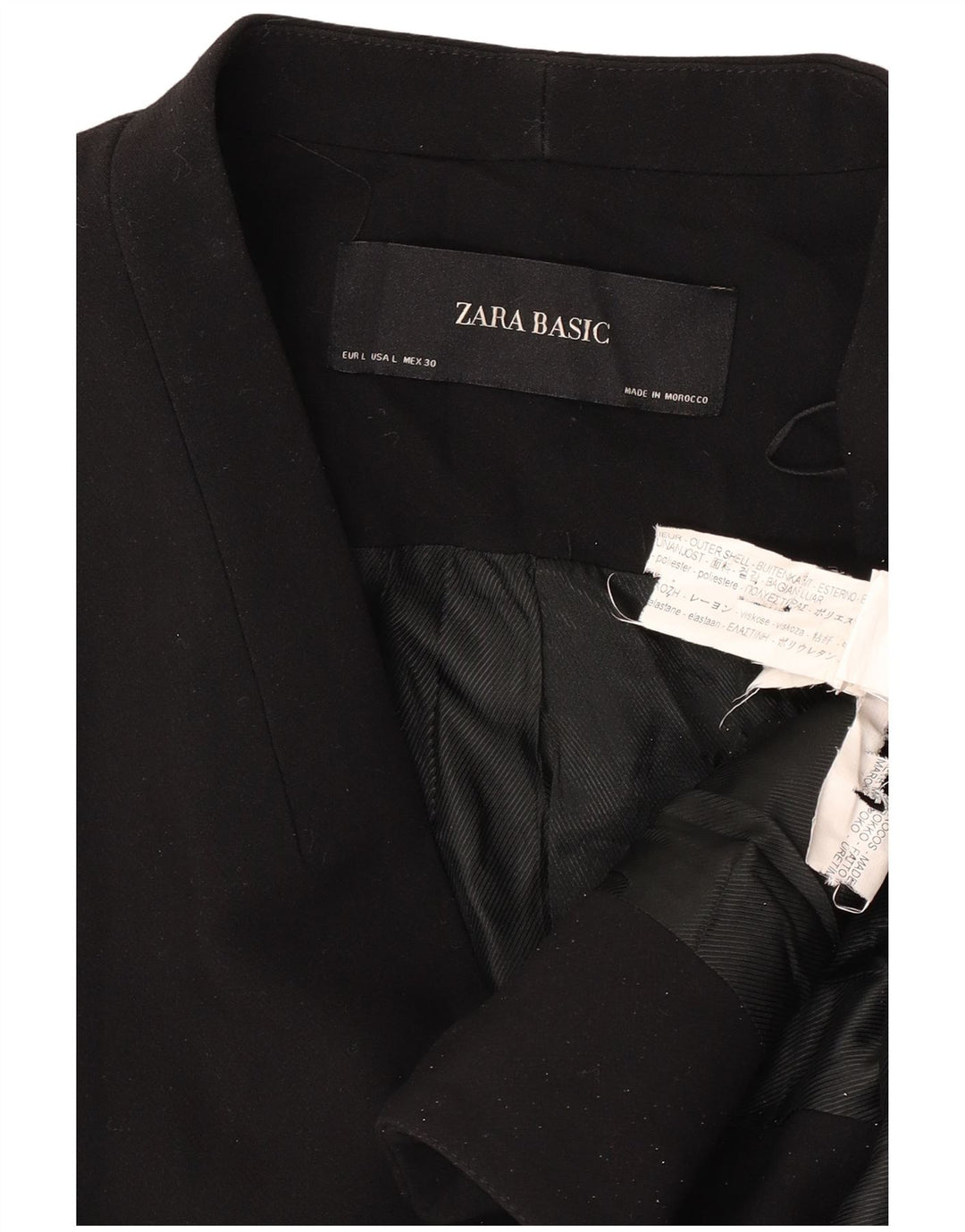 Zara Mujer Blazer Chaqueta UK 46 Grande Poliéster Negro