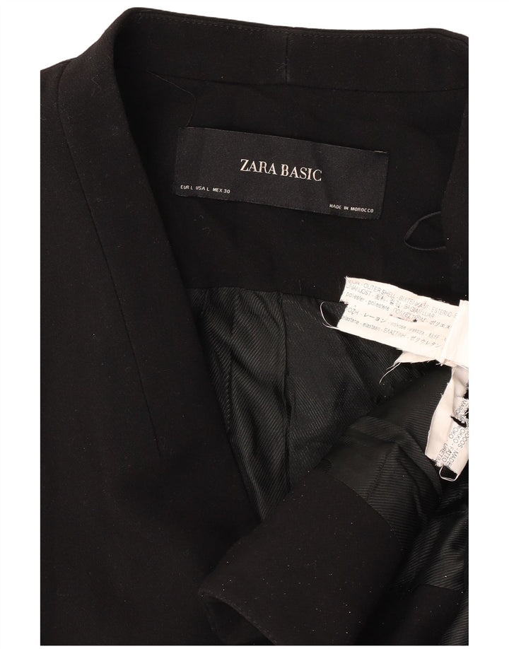 Zara Mujer Blazer Chaqueta UK 46 Grande Poliéster Negro