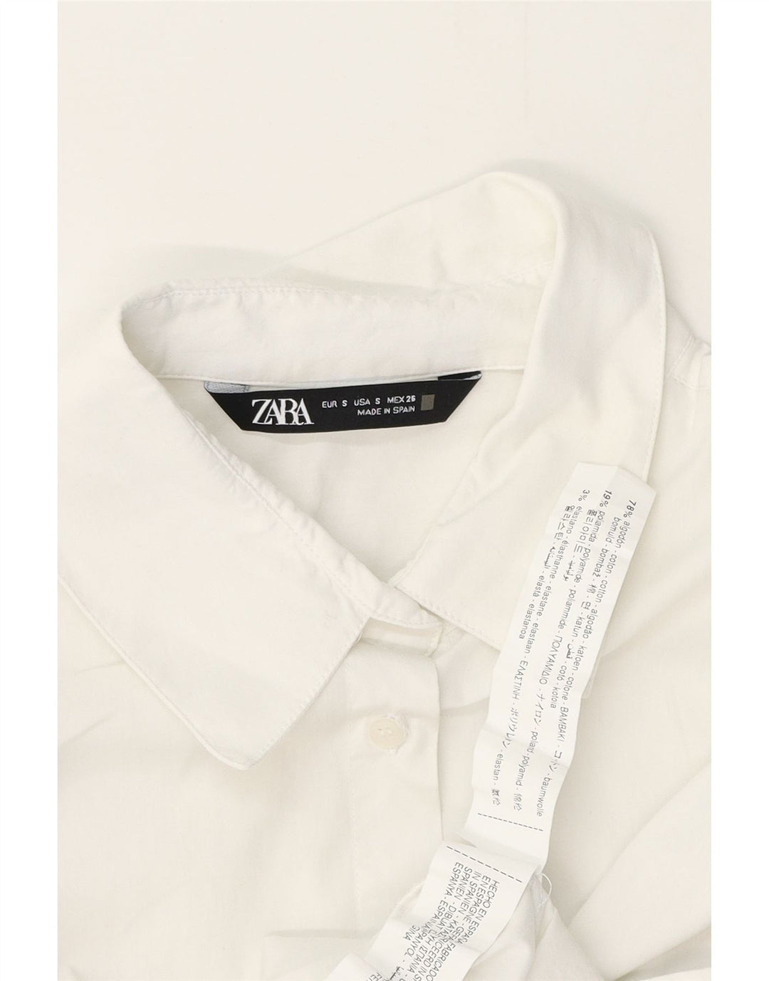 ZARA Camisa Formal Mujer UK 10 Small Algodón Blanco