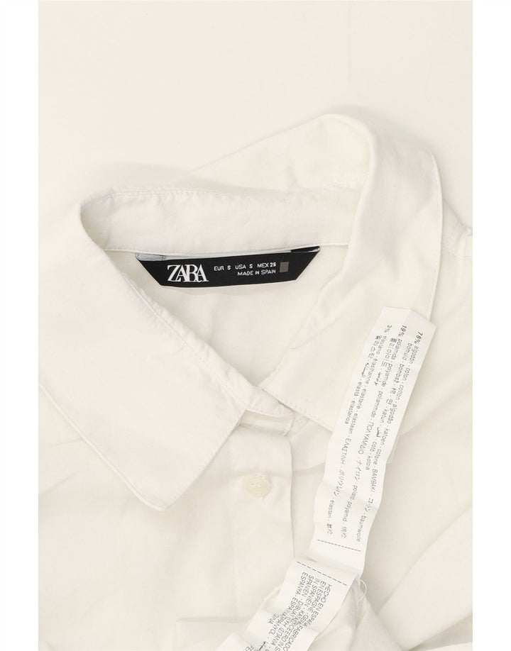 ZARA Camisa Formal Mujer UK 10 Small Algodón Blanco