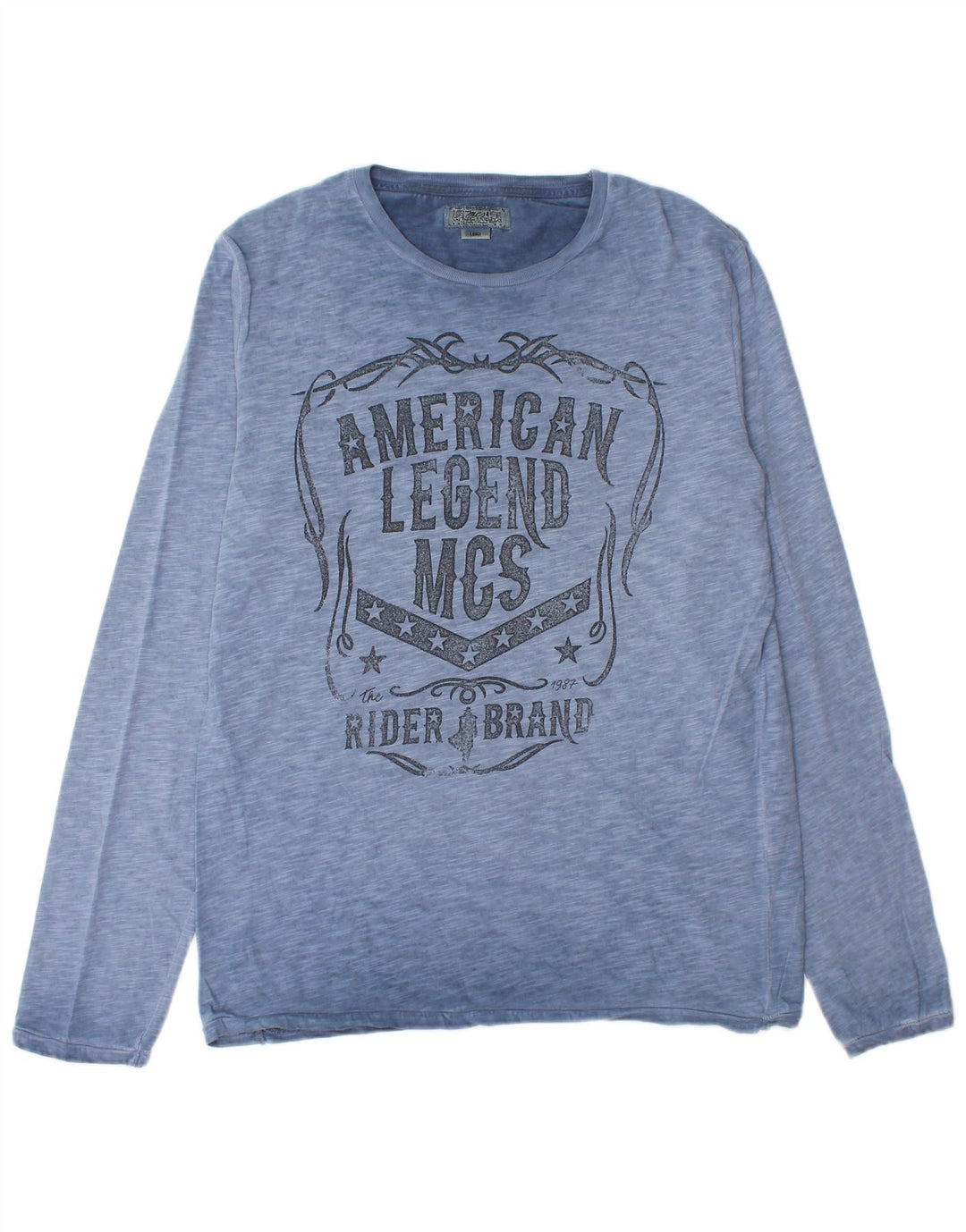 Marlboro Classics Mens Graphic Top Manga Larga Grande Azul